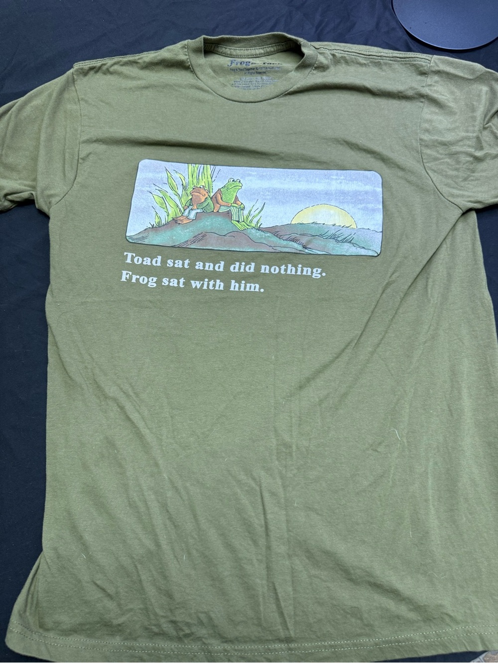 (L) Toad Olive Green Graphic Tee - 'Toad sat and did nothing'
